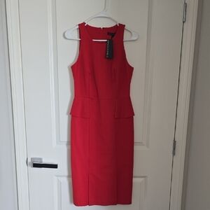 Banana Republic Red Sleeveless Peplum Midi Dress